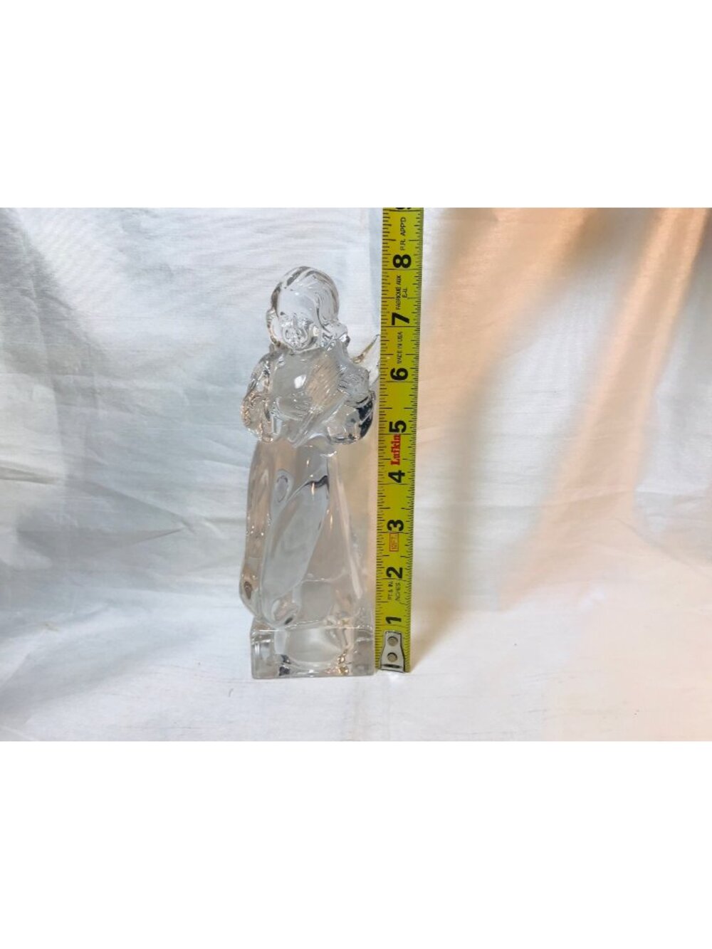 Mikasa Clear Glass Angel Figurine With Harp 7" Tall Elegant Gift Or Decor Piece